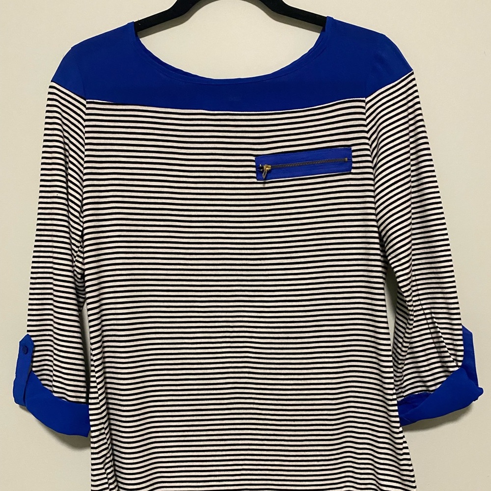 Madison Michelle Striped Top with Blue Accents (Medium)